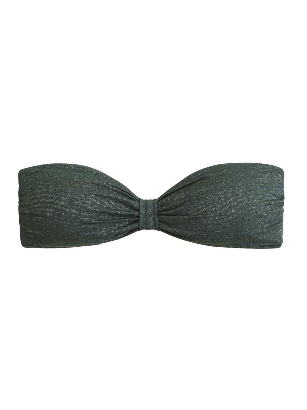 NWT Abercrombie & Fitch Knot-Front Bandeau Swim Bikini Top Green Glitter Size XL